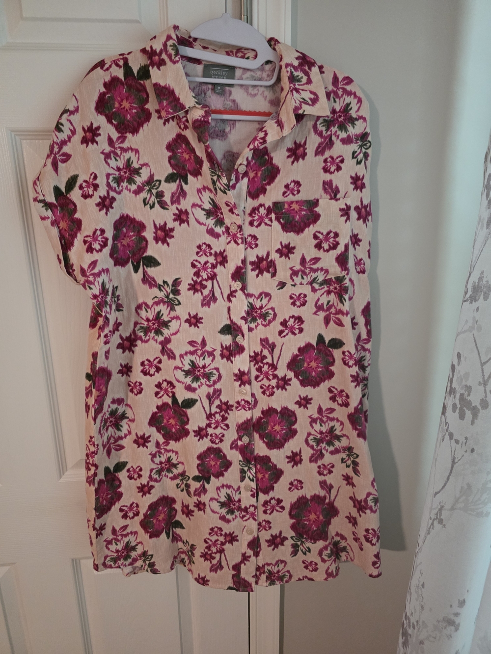 Bright Pink Floral Button-Down Shirt Dress?